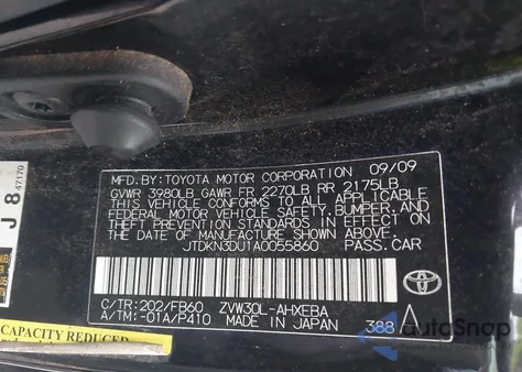 2010 Toyota Prius Ii z USA, uszkodzony, nr VIN JTDKN3DU1A0055860